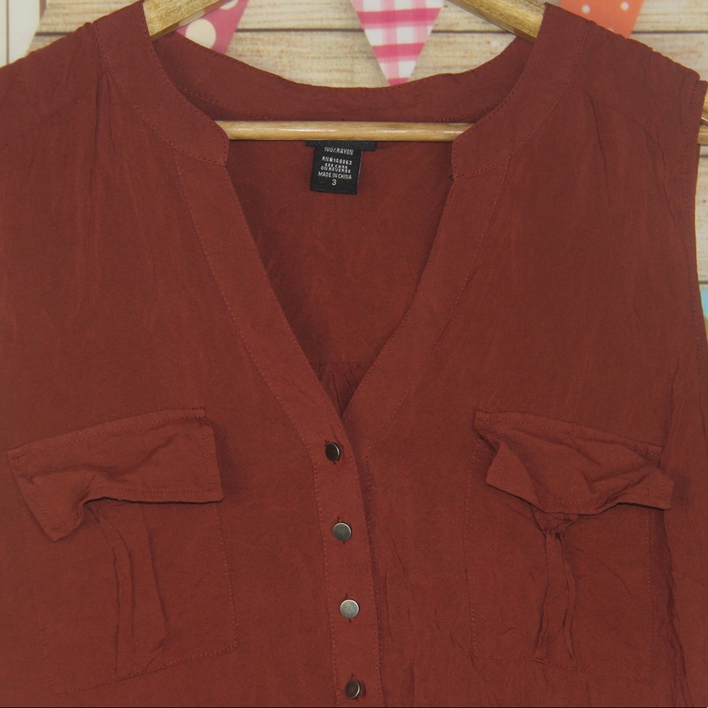 Torrid Harper Brick Red Challis Sleeveless Blouse - Picture 5 of 11